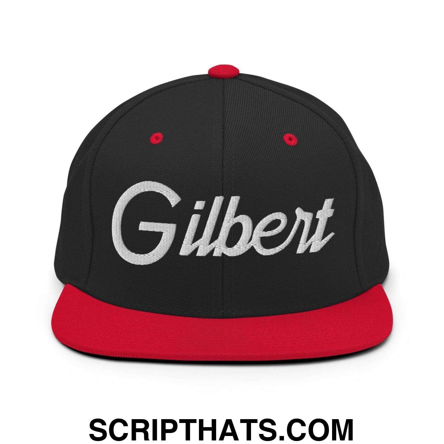 Gilbert Script Snapback Hat Black Red