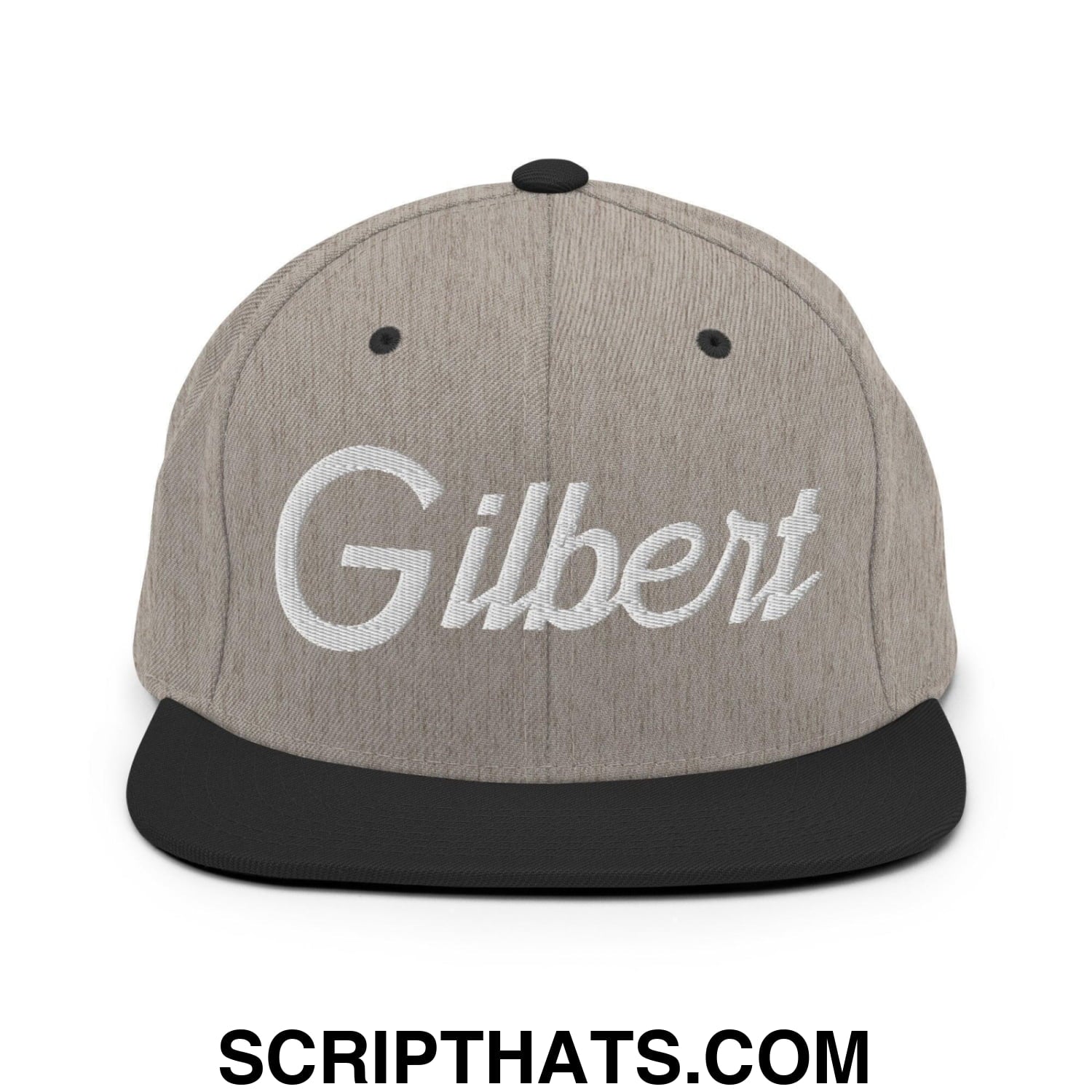 Gilbert Script Snapback Hat Heather Black