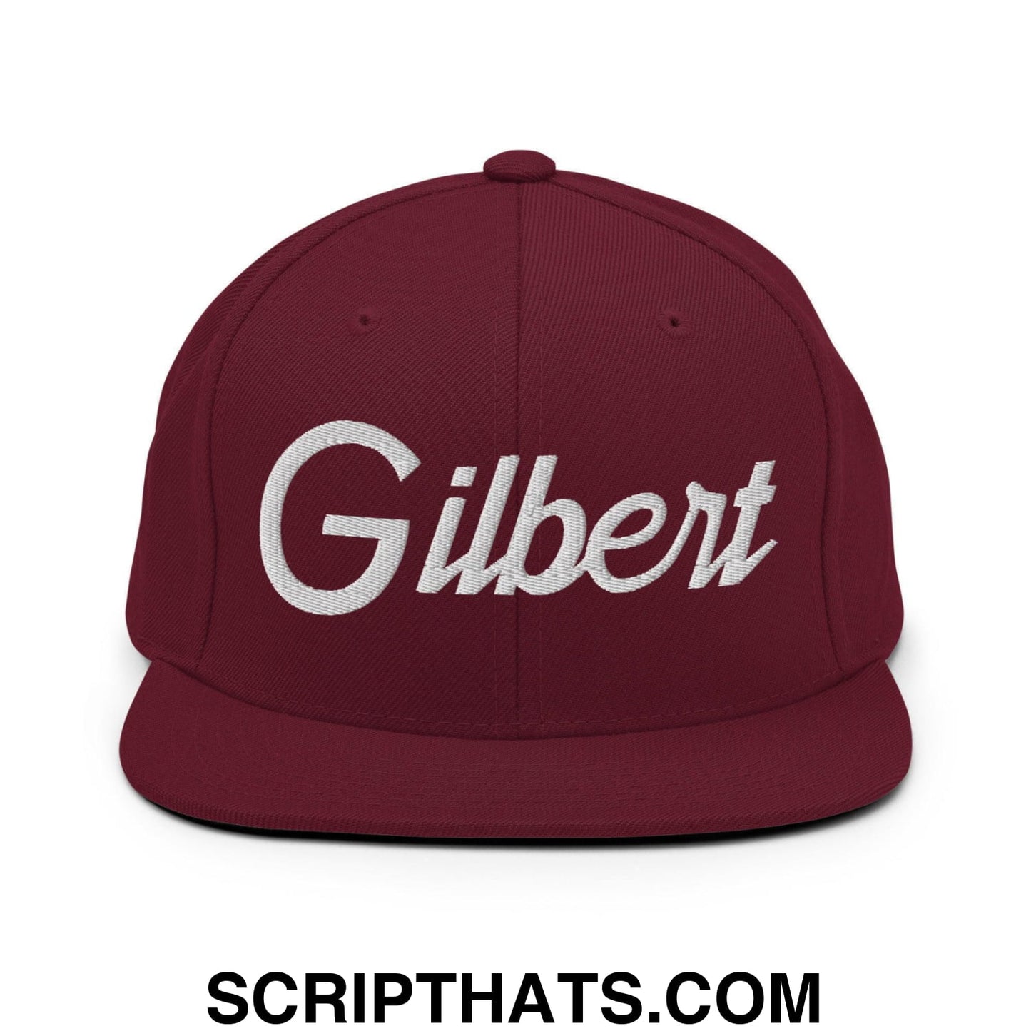 Gilbert Script Snapback Hat Maroon