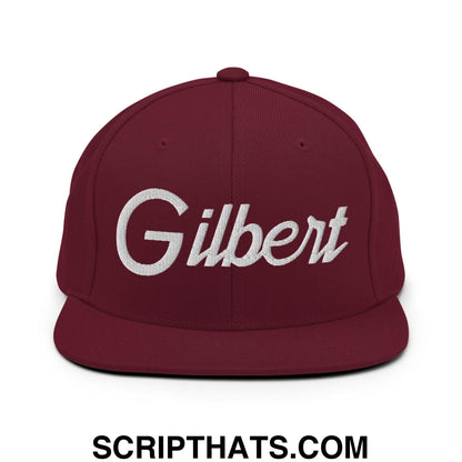 Gilbert Script Snapback Hat Maroon