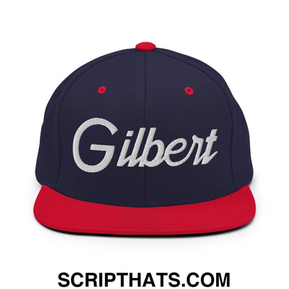 Gilbert Script Snapback Hat Navy Red