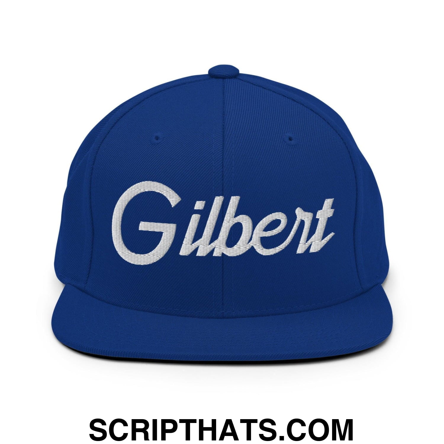 Gilbert Script Snapback Hat Royal Blue