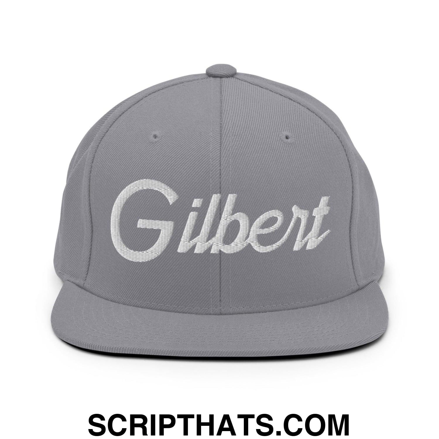 Gilbert Script Snapback Hat Silver