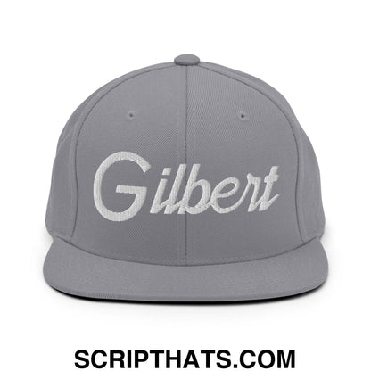 Gilbert Script Snapback Hat Silver