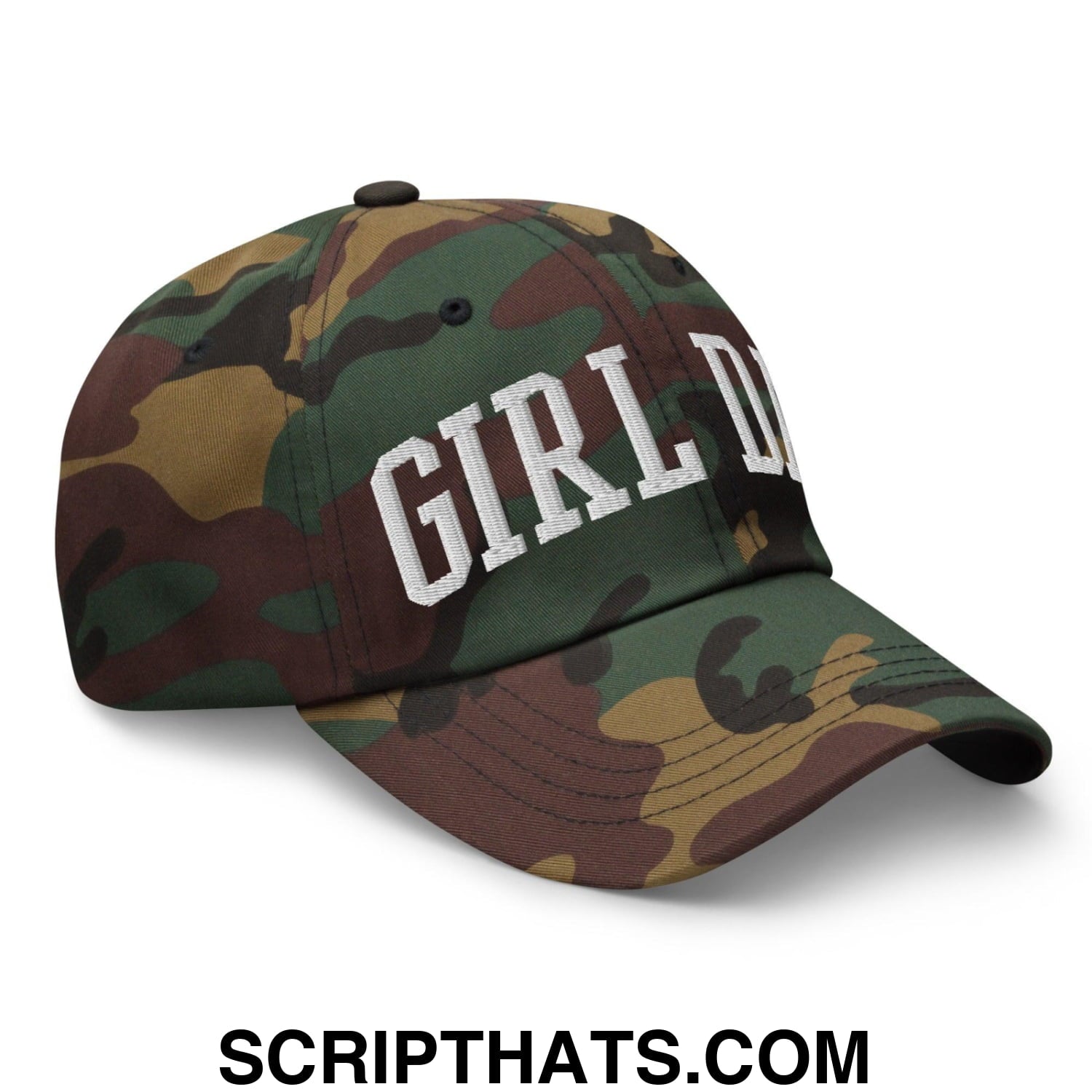 Girl Dad Varsity Letterman Embroidered Dad Hat Green Camo