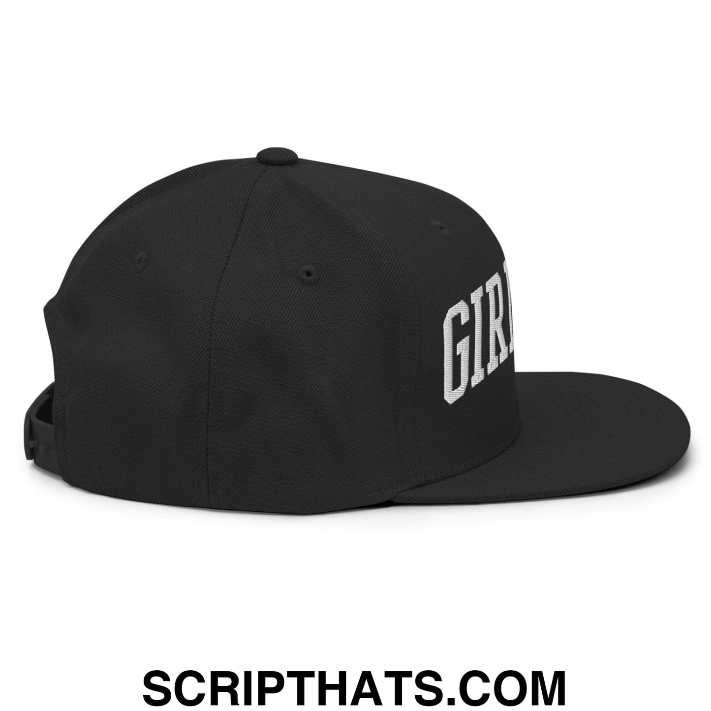 Girl Dad Varsity Letterman Flat Bill Brim Snapback Hat Black
