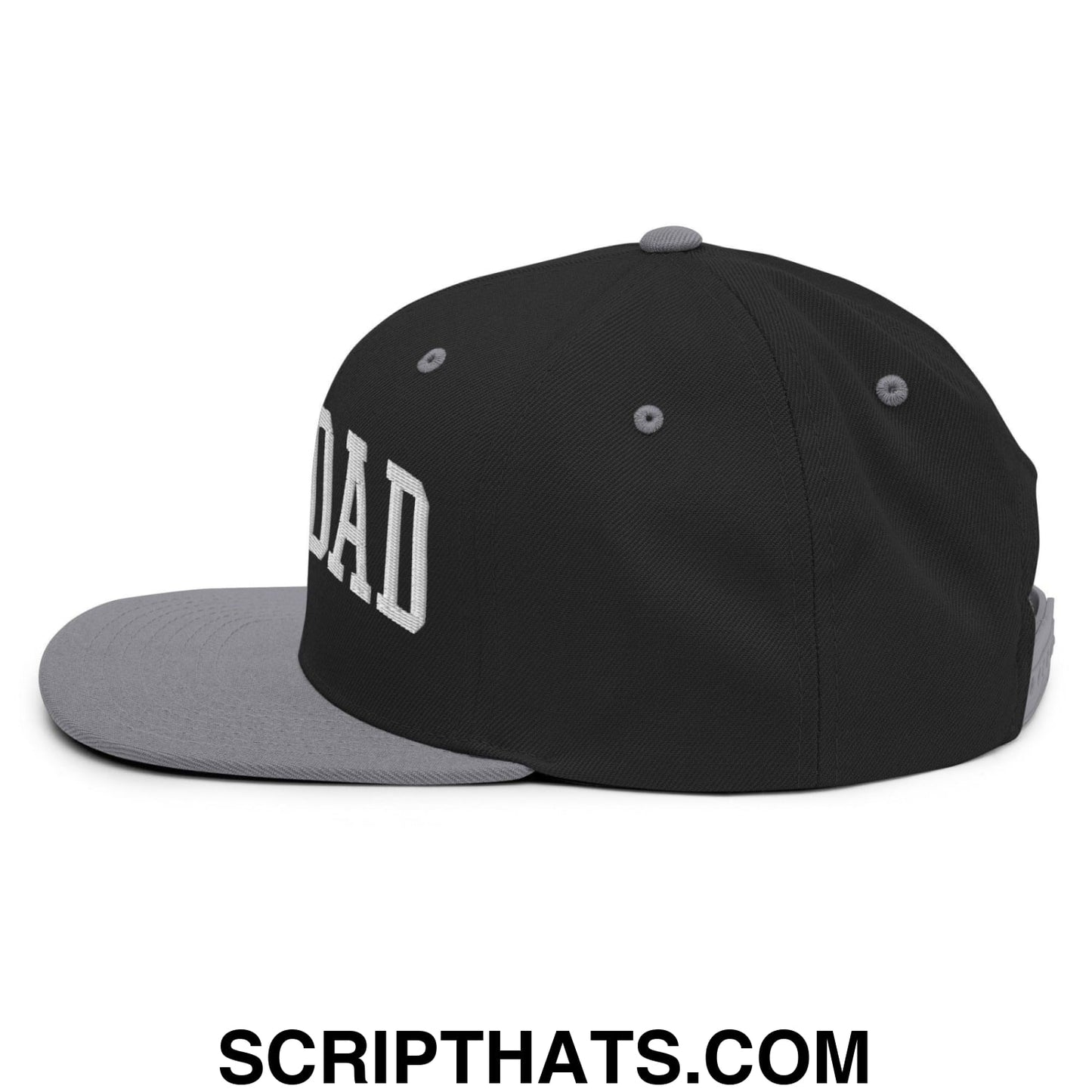 Girl Dad Varsity Letterman Flat Bill Brim Snapback Hat Black Silver