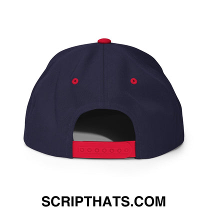 Girl Dad Varsity Letterman Flat Bill Brim Snapback Hat Navy Red