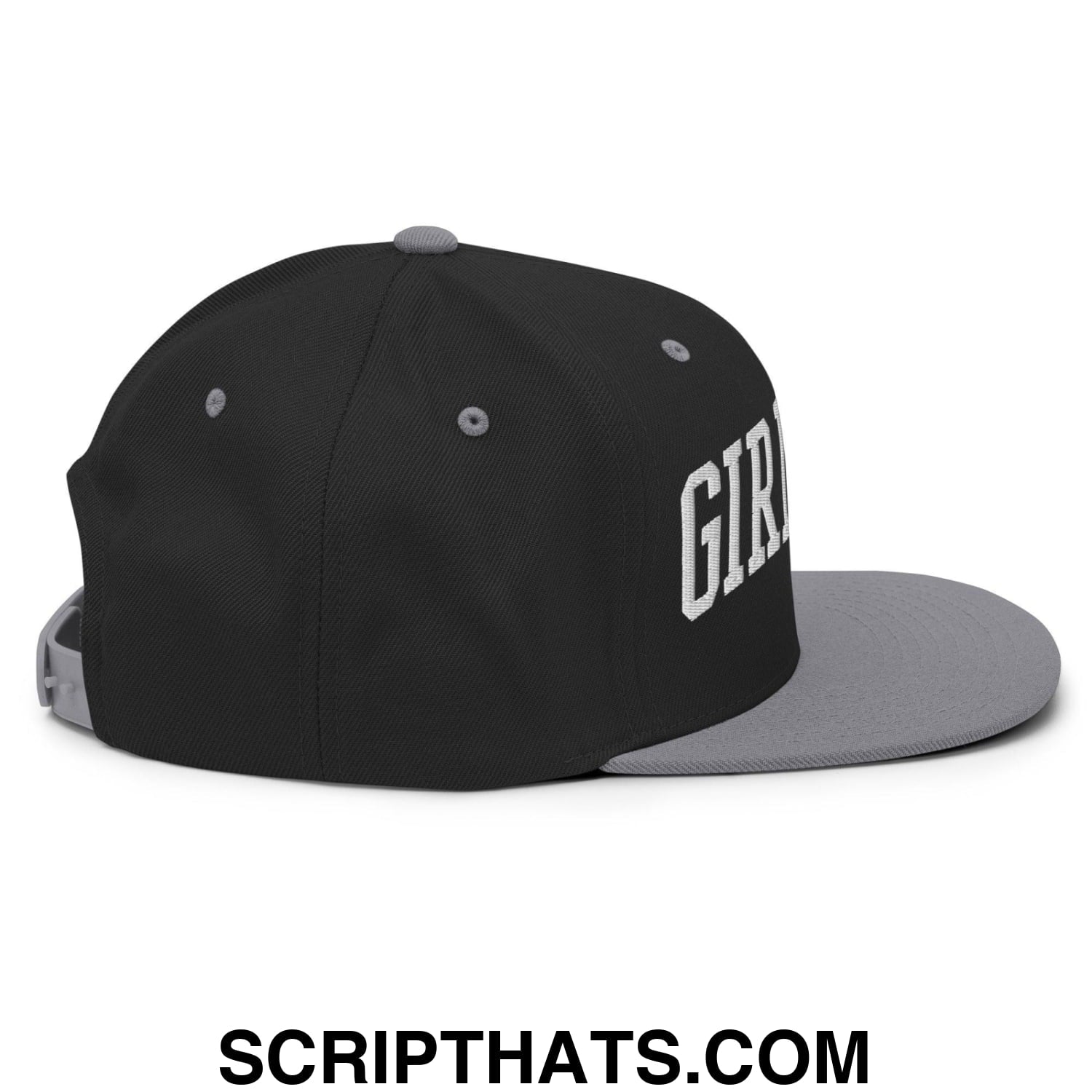 Girl Dad Varsity Letterman Flat Bill Brim Snapback Hat Black Silver