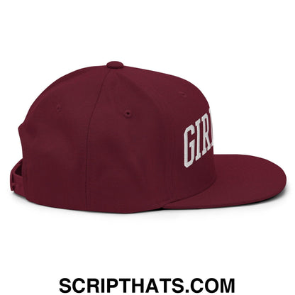Girl Dad Varsity Letterman Flat Bill Brim Snapback Hat Maroon