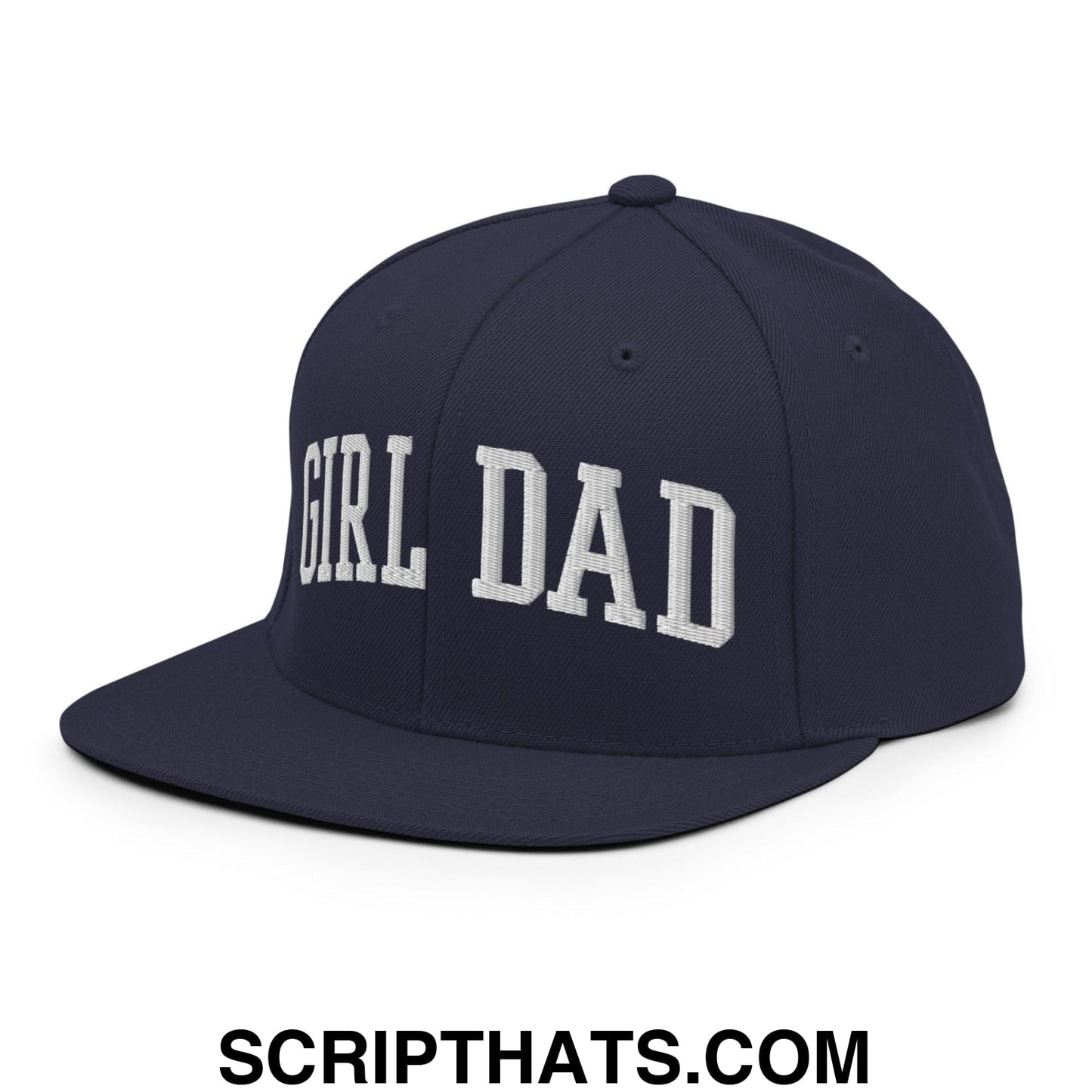 Girl Dad Varsity Letterman Flat Bill Brim Snapback Hat Navy