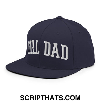 Girl Dad Varsity Letterman Flat Bill Brim Snapback Hat Navy