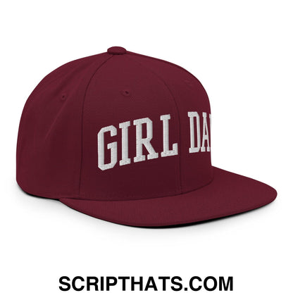 Girl Dad Varsity Letterman Flat Bill Brim Snapback Hat Maroon