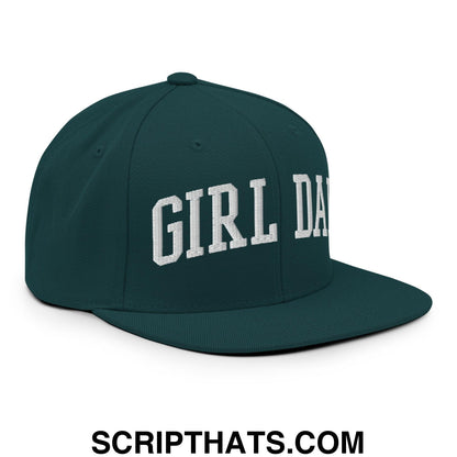 Girl Dad Varsity Letterman Flat Bill Brim Snapback Hat Spruce