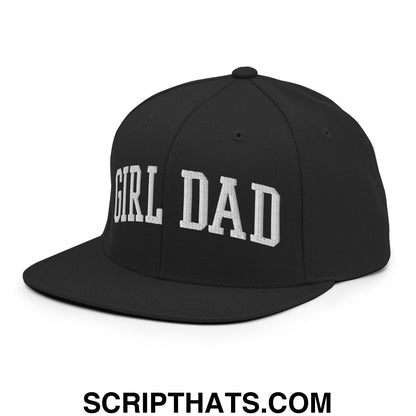 Girl Dad Varsity Letterman Flat Bill Brim Snapback Hat Black
