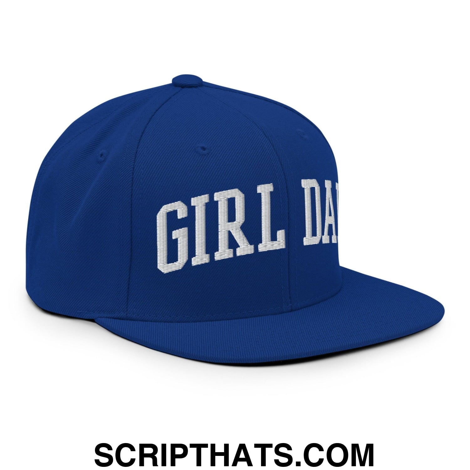 Girl Dad Varsity Letterman Flat Bill Brim Snapback Hat Royal Blue