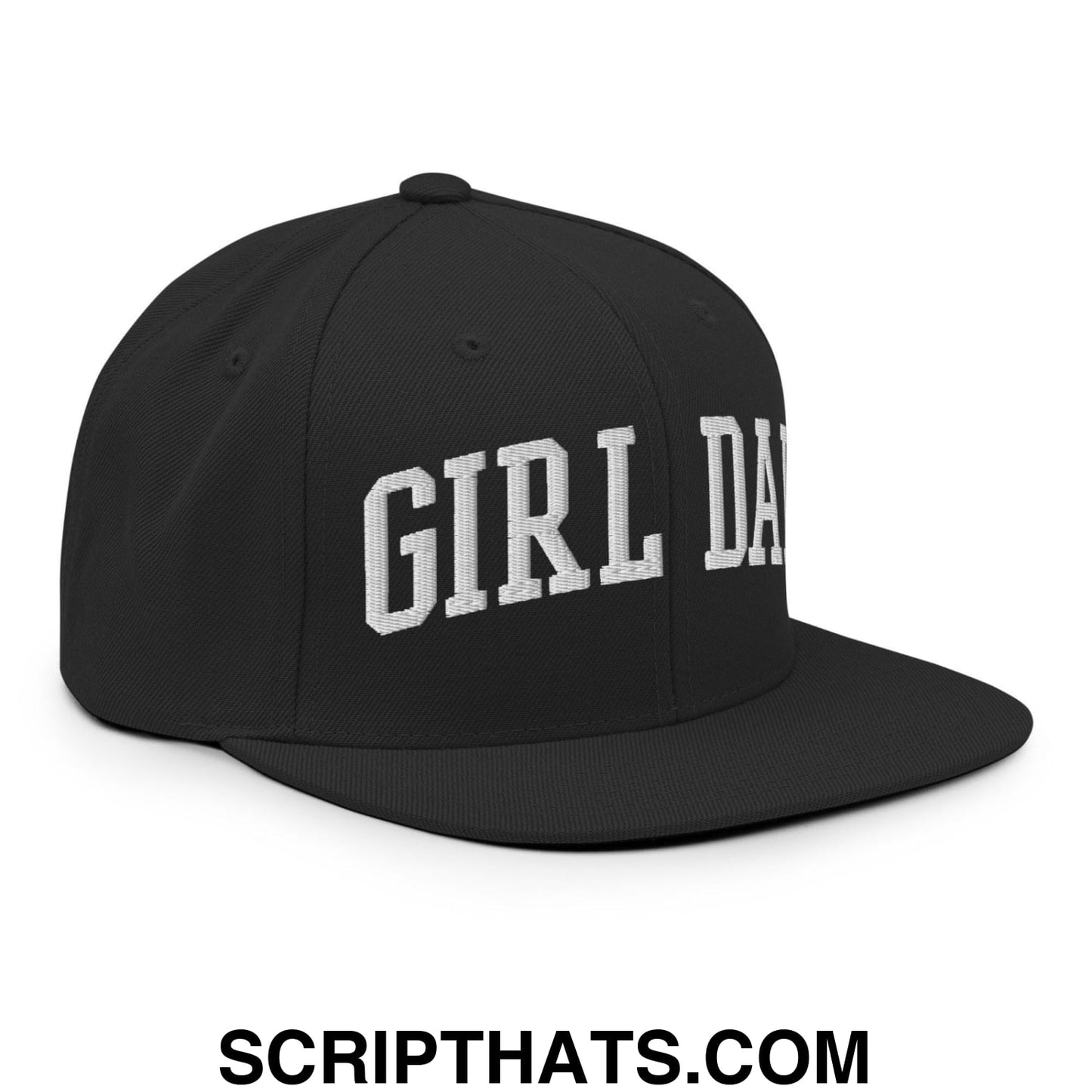 Girl Dad Varsity Letterman Flat Bill Brim Snapback Hat Black