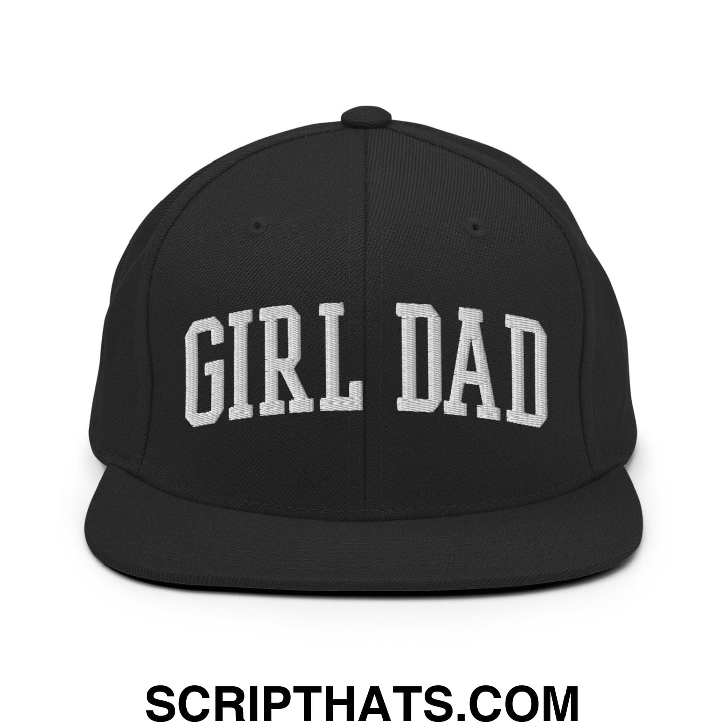Girl Dad Varsity Letterman Flat Bill Brim Snapback Hat Black