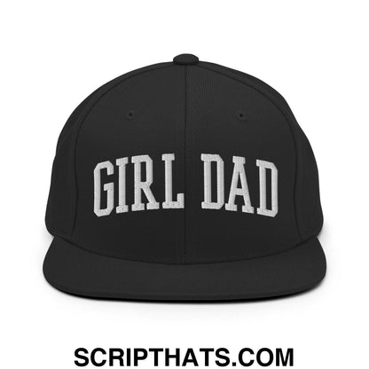 Girl Dad Varsity Letterman Flat Bill Brim Snapback Hat Black