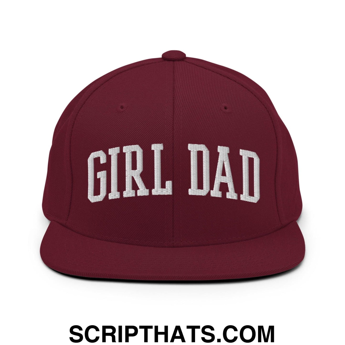 Girl Dad Varsity Letterman Flat Bill Brim Snapback Hat Maroon