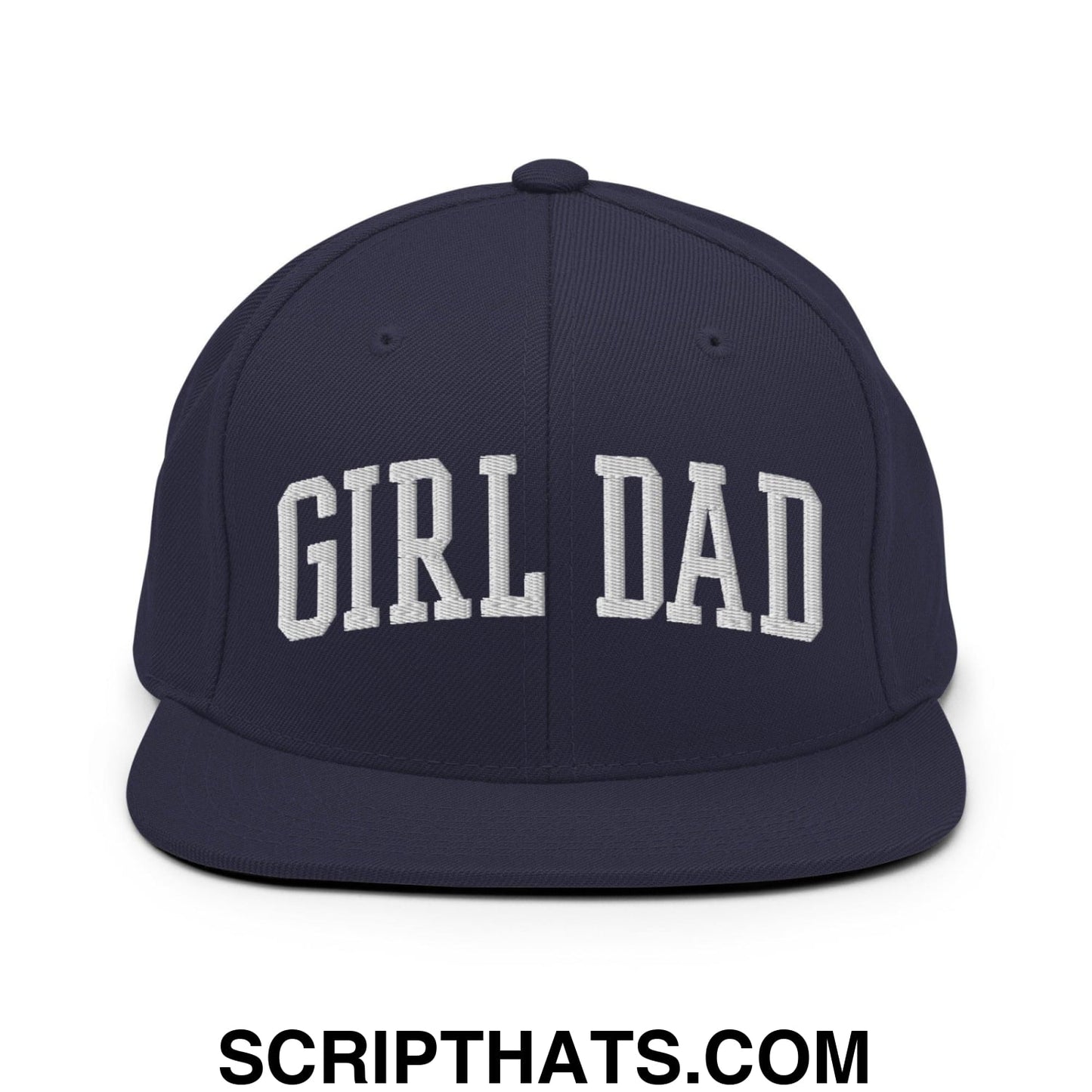 Girl Dad Varsity Letterman Flat Bill Brim Snapback Hat Navy