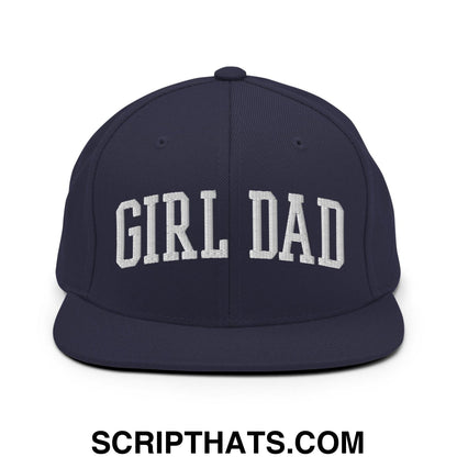 Girl Dad Varsity Letterman Flat Bill Brim Snapback Hat Navy