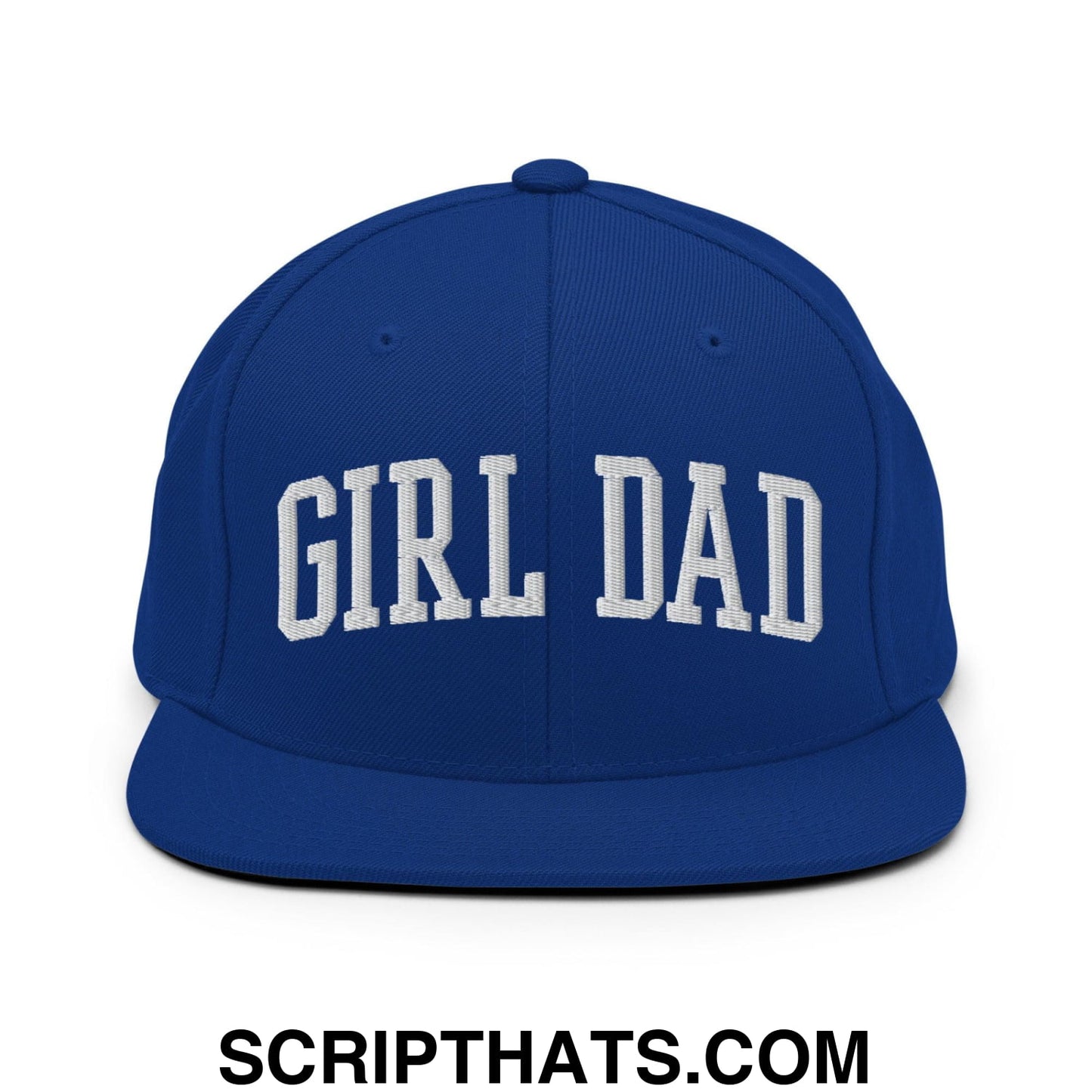 Girl Dad Varsity Letterman Flat Bill Brim Snapback Hat Royal Blue