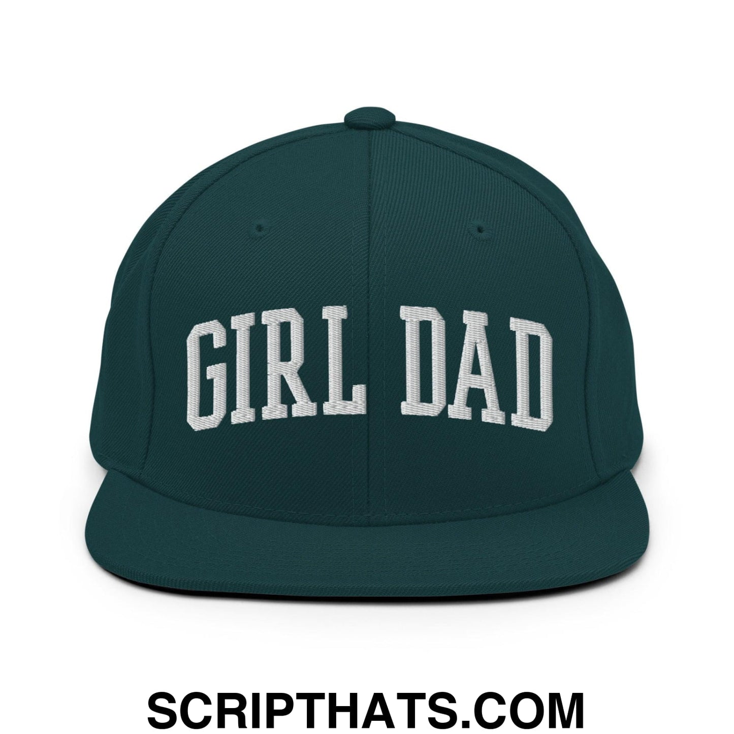 Girl Dad Varsity Letterman Flat Bill Brim Snapback Hat Spruce