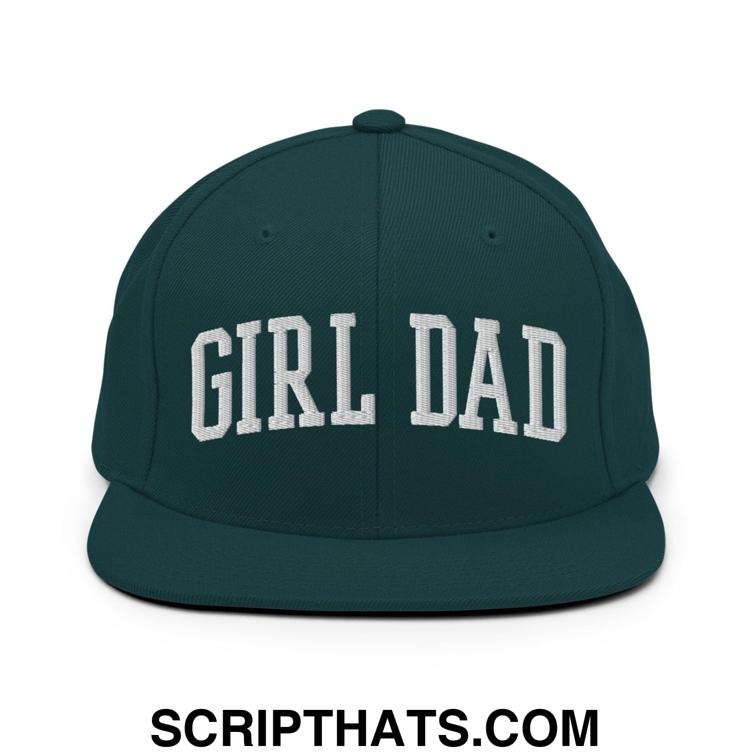 Girl Dad Varsity Letterman Flat Bill Brim Snapback Hat Spruce
