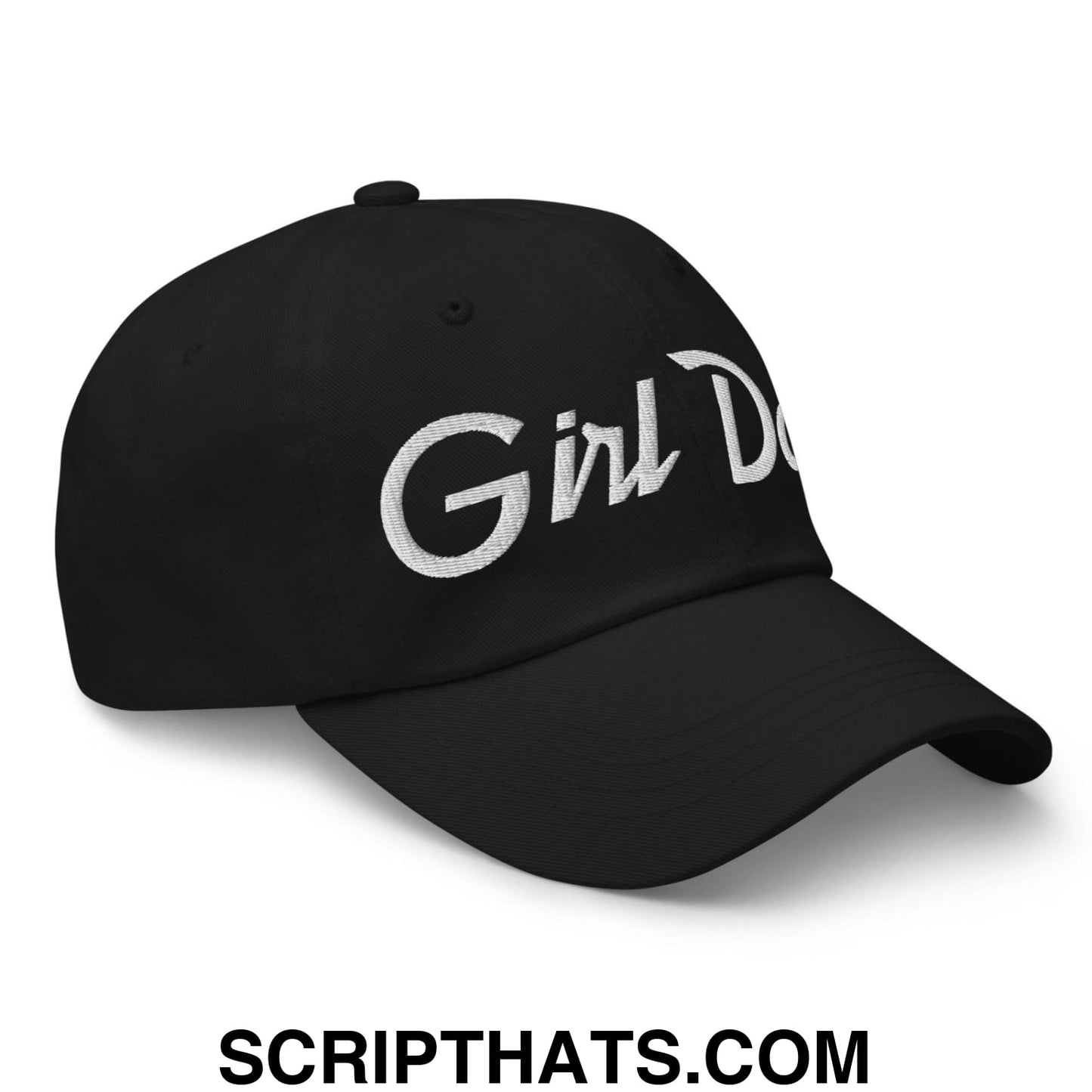 Girl Dad Vintage Sports Script Embroidered Dad Hat Black