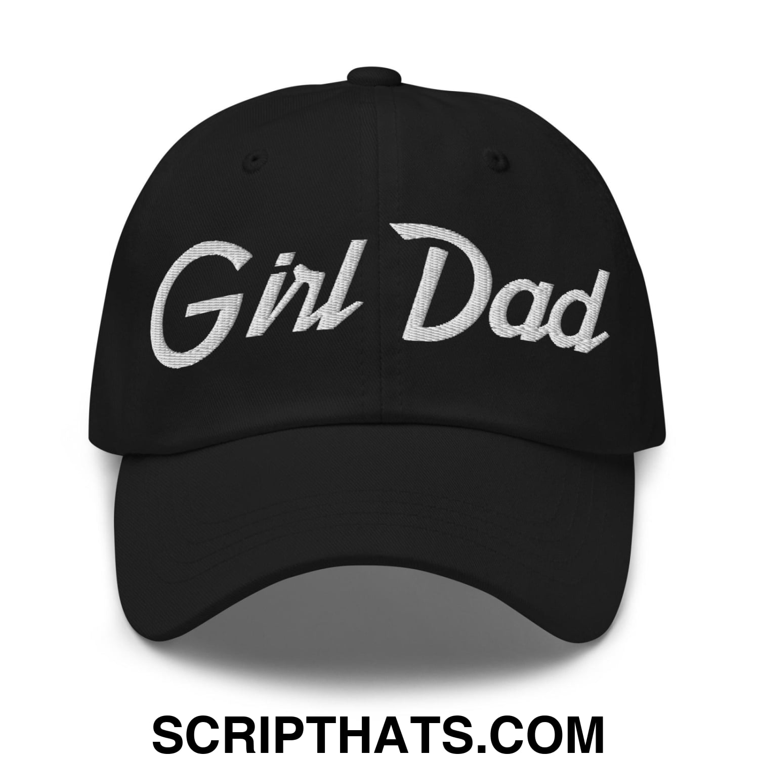 Girl Dad Vintage Sports Script Embroidered Dad Hat Black