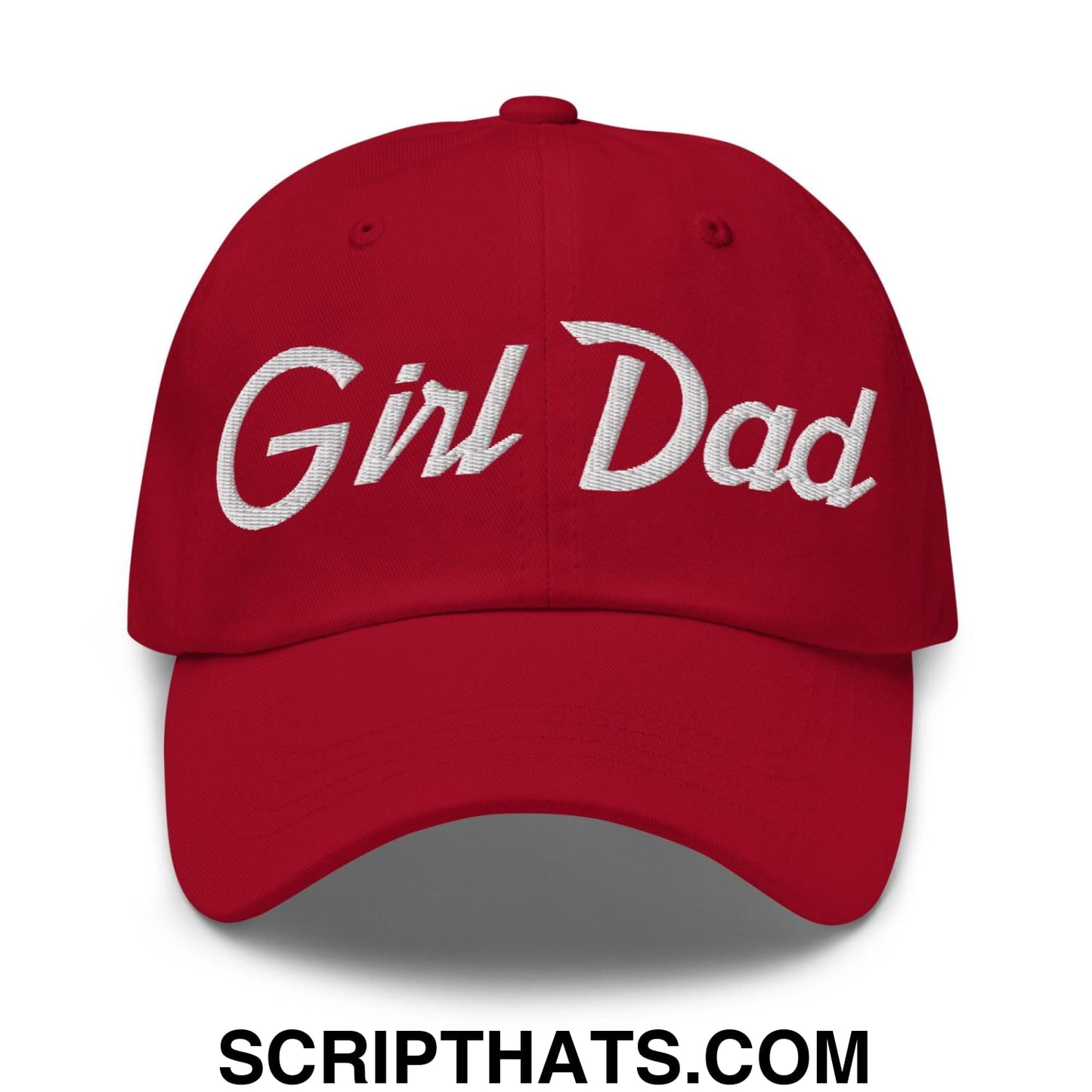 Girl Dad Vintage Sports Script Embroidered Dad Hat Cranberry