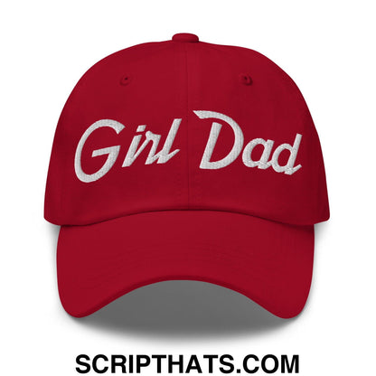 Girl Dad Vintage Sports Script Embroidered Dad Hat Cranberry