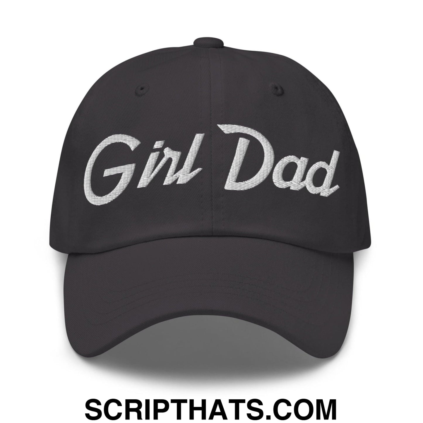 Girl Dad Vintage Sports Script Embroidered Dad Hat Dark Grey