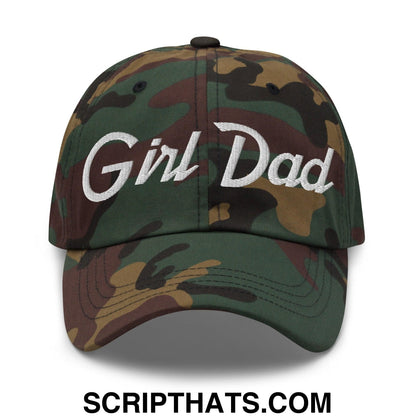 Girl Dad Vintage Sports Script Embroidered Dad Hat Green Camo