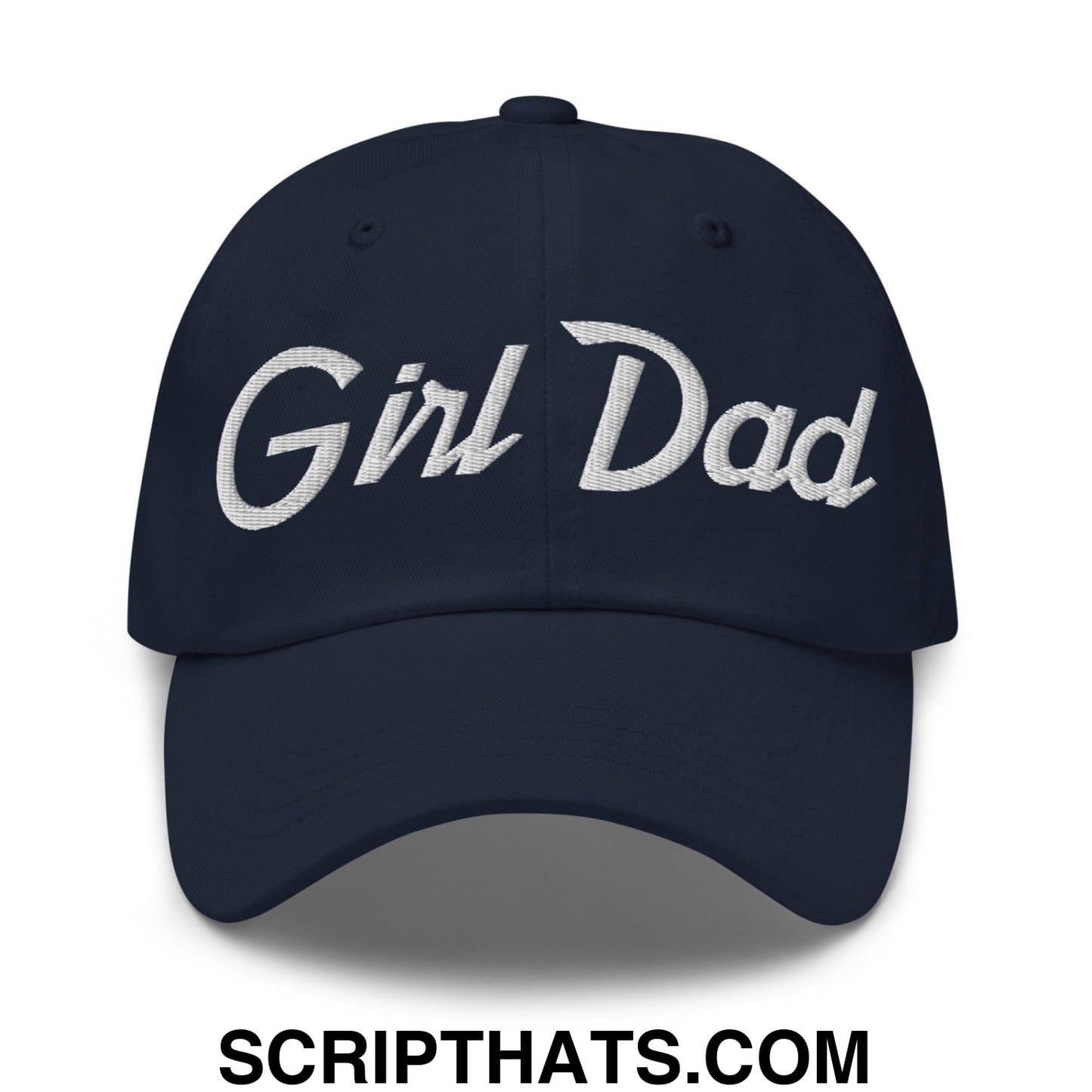 Girl Dad Vintage Sports Script Embroidered Dad Hat Navy