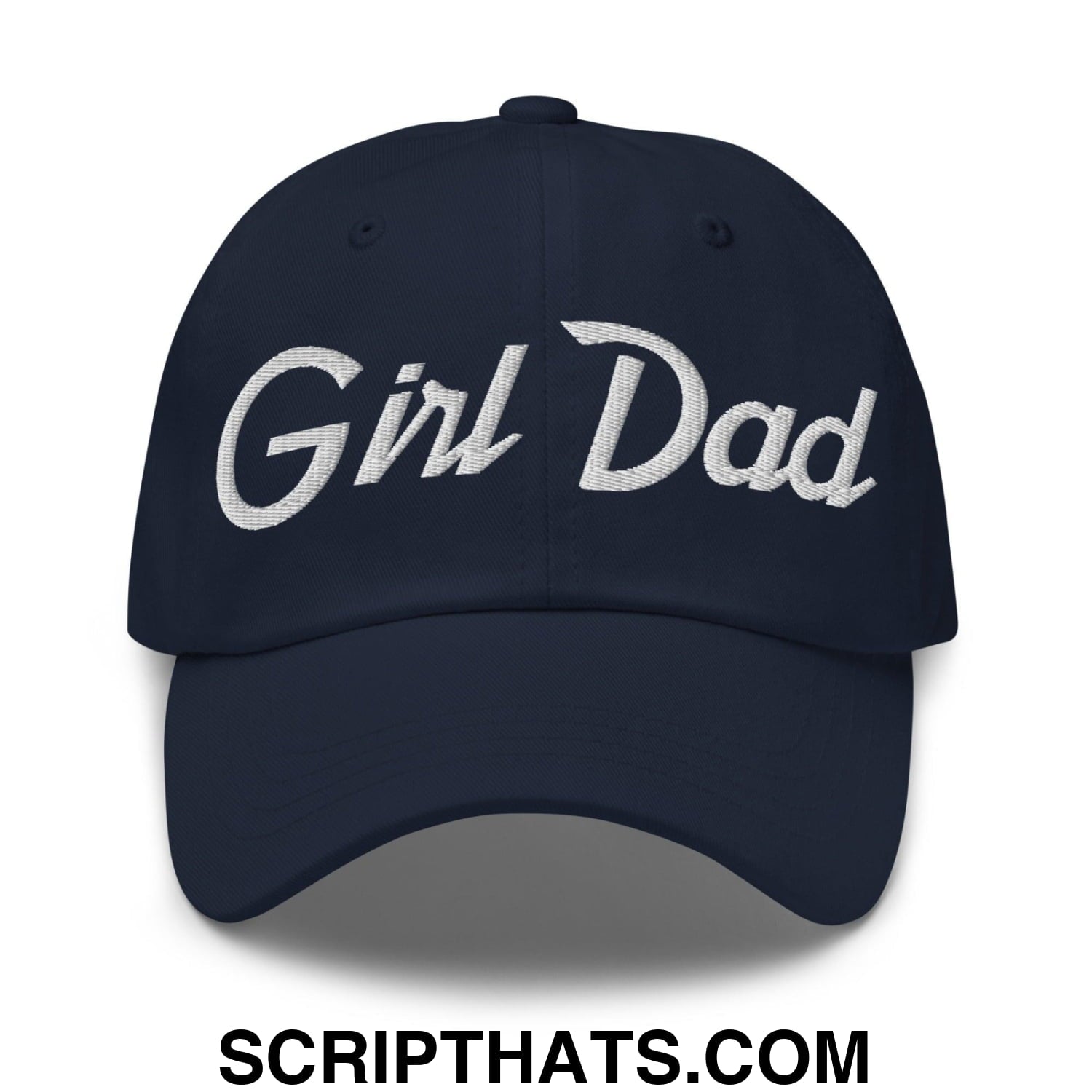 Girl Dad Vintage Sports Script Embroidered Dad Hat Navy