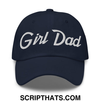 Girl Dad Vintage Sports Script Embroidered Dad Hat Navy