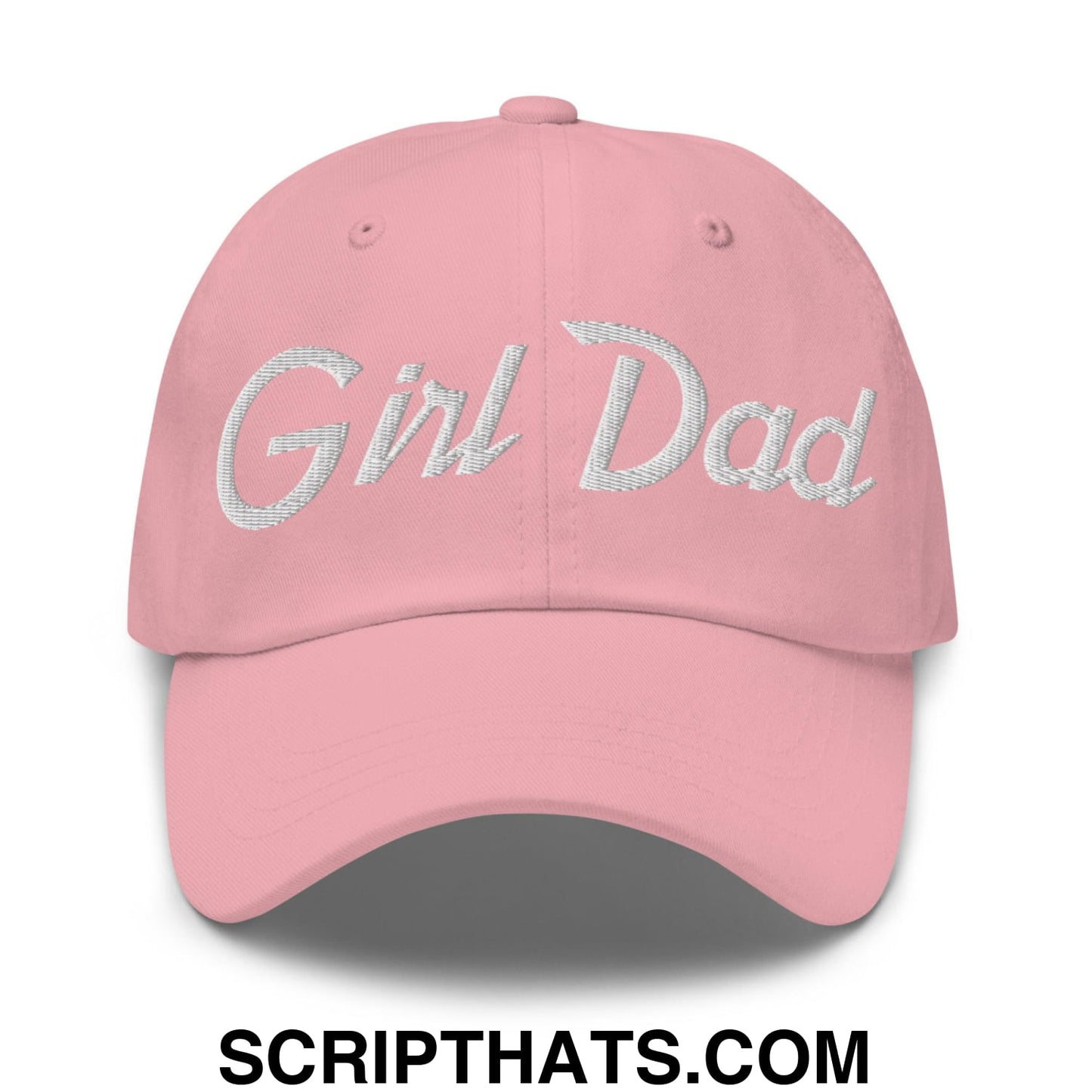 Girl Dad Vintage Sports Script Embroidered Dad Hat Pink