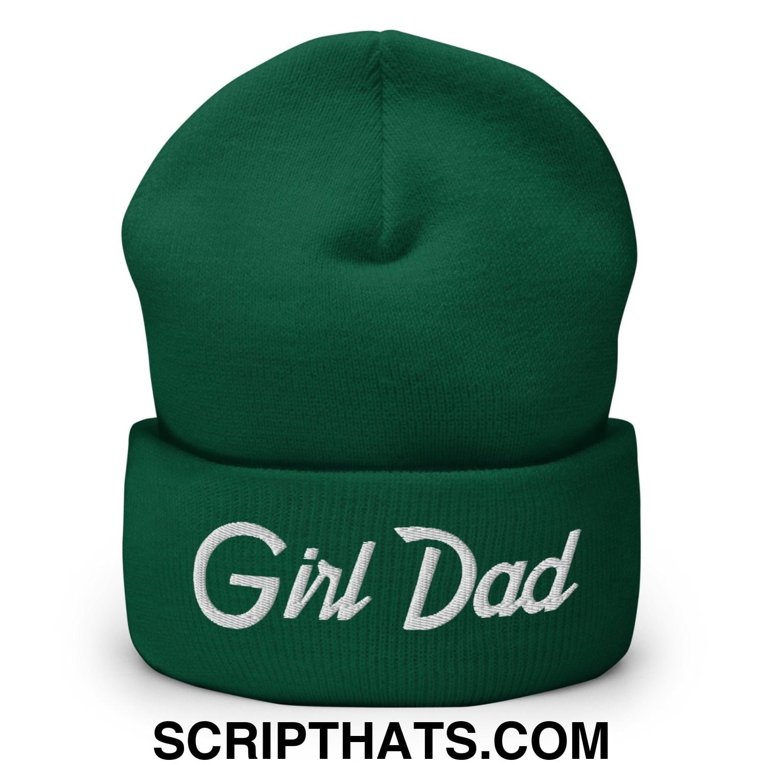Girl Dad Vintage Sports Script Embroidered Knit Cuffed Beanie Spruce