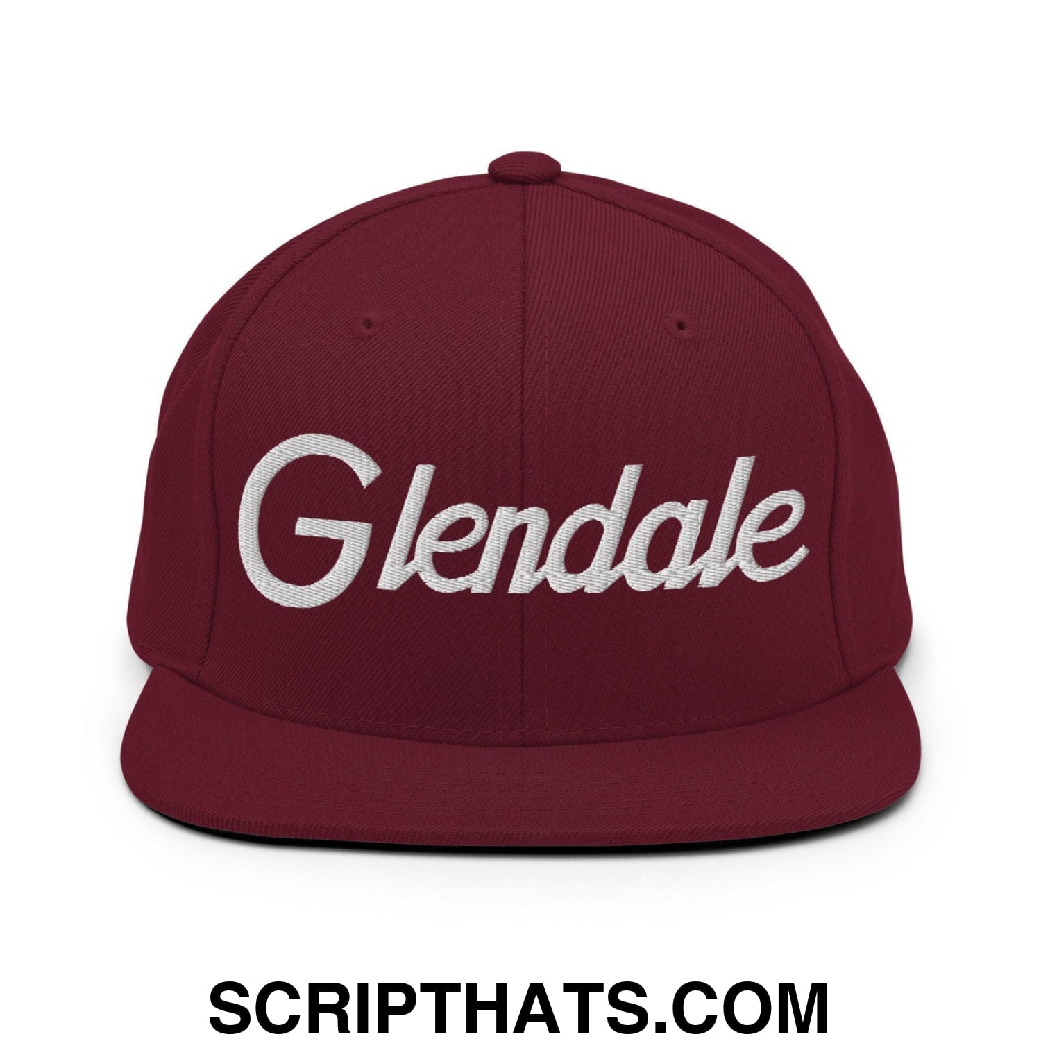 Glendale Script Snapback Hat Maroon