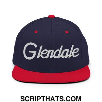 Glendale Script Snapback Hat Navy Red