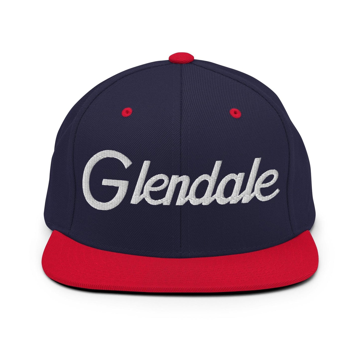 Glendale Script Snapback Hat Navy/ Red