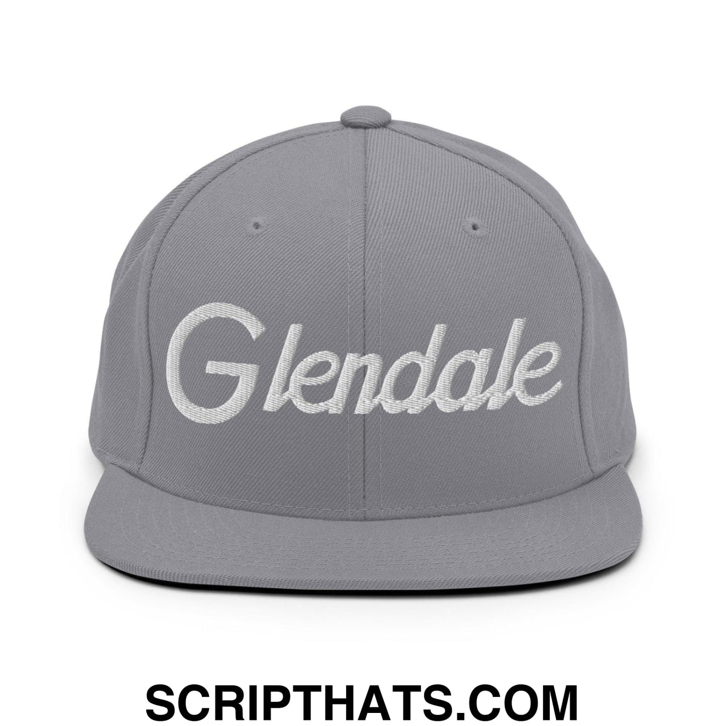 Glendale Script Snapback Hat Silver