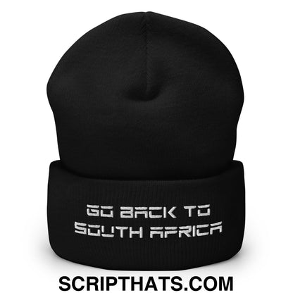 Go Back to South Africa Elon Musk Embroidered Cuffed Knit Beanie Black