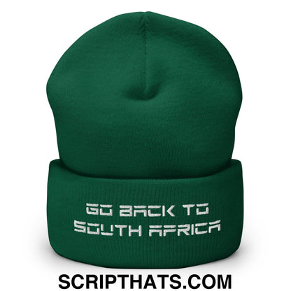 Go Back to South Africa Elon Musk Embroidered Cuffed Knit Beanie Spruce