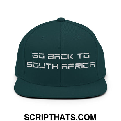 Go Back to South Africa Elon Musk Embroidered Flat Brim Bill Snapback Hat Spruce
