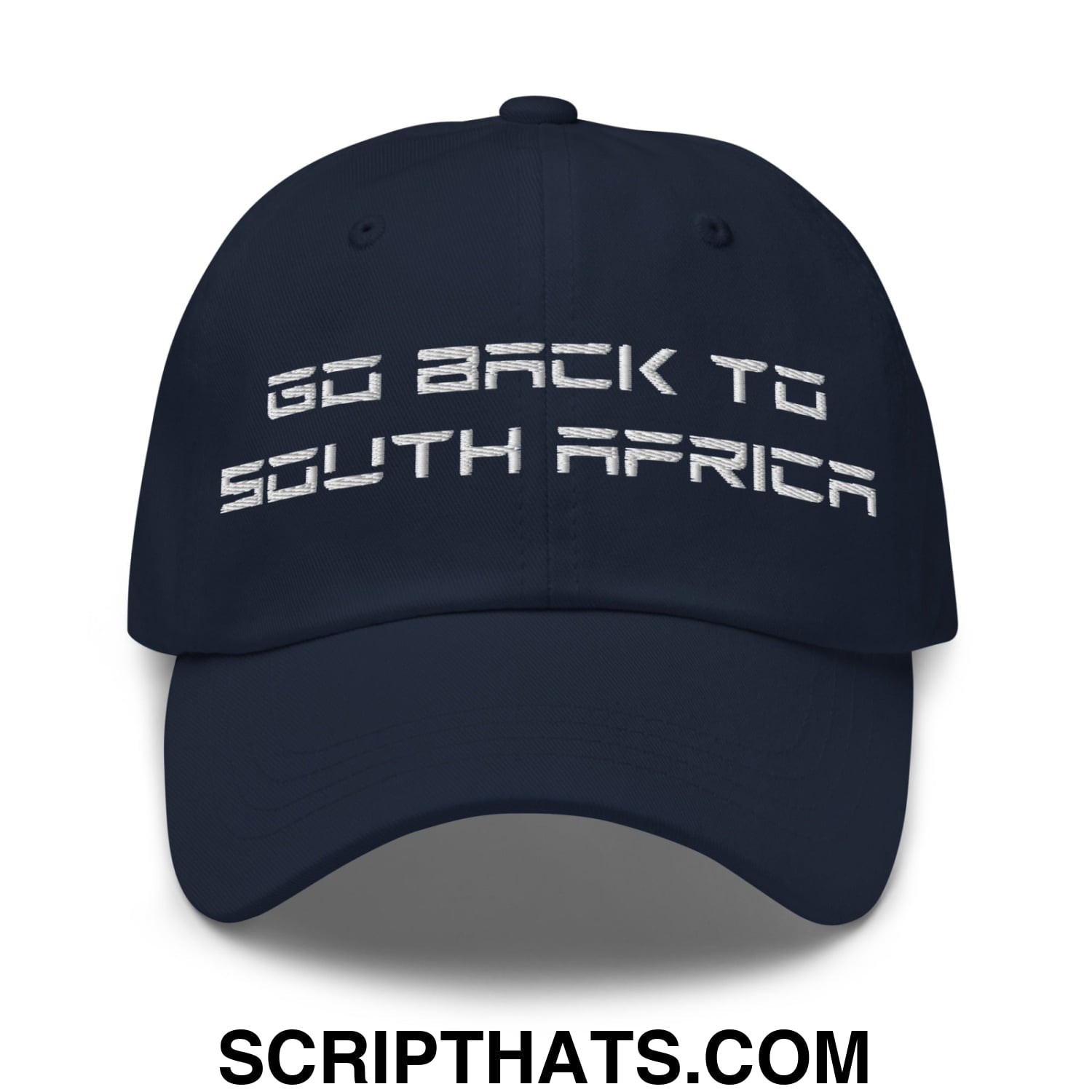 Go Back to South Africa Elon Musk Embroidered Unstructured Dad Hat Navy