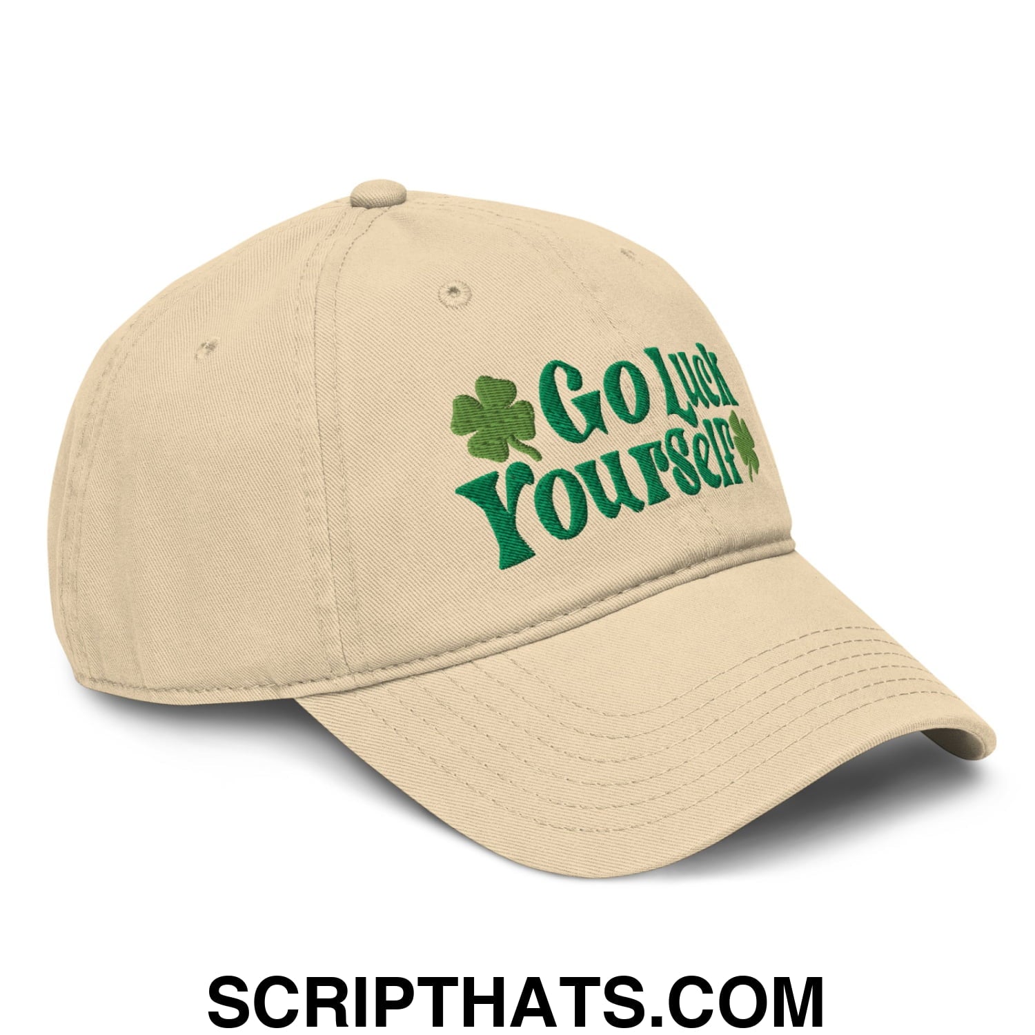 Go Luck Yourself St. Patrick's Day Embroidered Baseball Dad Hat Khaki