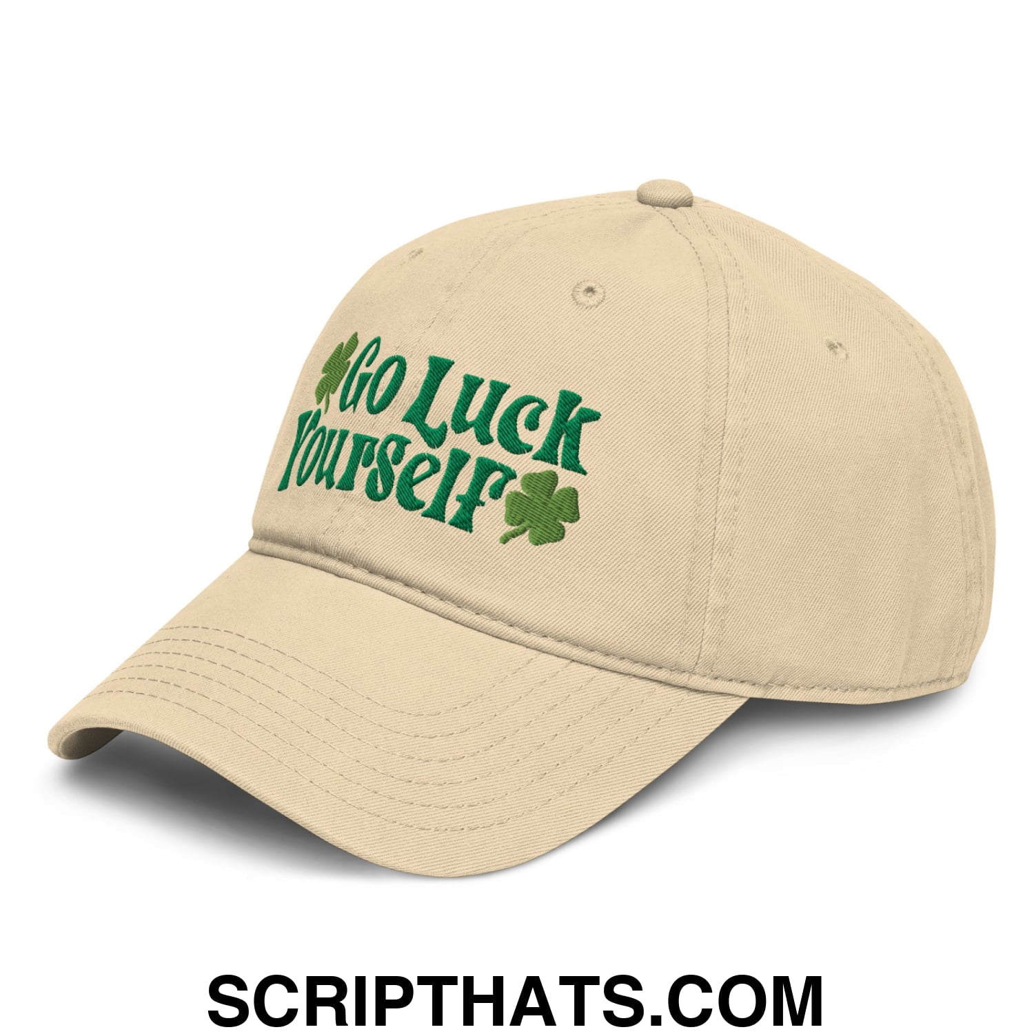 Go Luck Yourself St. Patrick's Day Embroidered Baseball Dad Hat Khaki